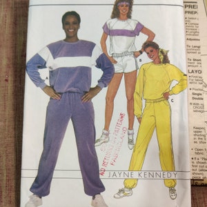80s Track Suit Pattern Uncut Sweatshirt Shorts Pants Size 12