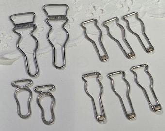 Lot of 10 Vintage 50s Garter Belt Clips/Buckles for Crafting or Stockings