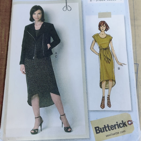 Butterick B6169 Sleeveless Dress Hi-Lo Hem & Zip Front Jacket by Designer Lisette Fashion Sewing Pattern 2010s Size A5 (6 8 10 12 14) UNCUT