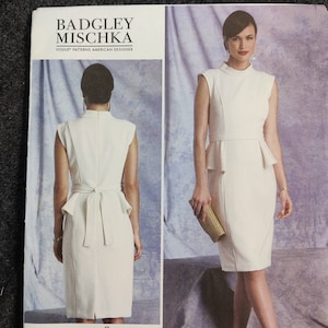 Vogue American V1388 Modern Dress with High Collar and Slim Skirt LBD by Badgley Mischka Fashion Sewing Pattern 2014 Size A5 (6-14) UNCUT