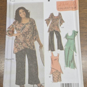 Simplicity 5107 Pullover Top w/Asymmetrical Hem & Pull-On Pants or Skirt by Khaliah Ali - Fashion Sewing Pattern Size 18W 20W 22W 24W UNCUT