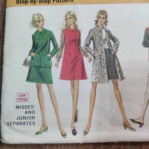 McCalls 2001 A-Line Skirt, Dress, Jumper, Jacket, Vest, Blouse and Coat Separates Vintage Fashion Sewing Pattern 1960s 60s Size 10