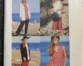 McCall's 6378 Long Shirt Jacket Skirt and Pull On Pants Easy to Sew Summer Wardrobe Vintage Sewing Pattern 1990s 90s Size G (20 22 24) UNCUT