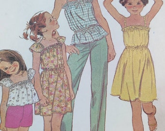 McCall's 6621 Child's Summer Dress Top  Tunic Sleeveless Spaghetti Strap Easy Vintage Children's Sewing Pattern 1970s 70s Size 10 UNCUT