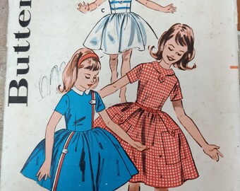 Butterick 9710 Child Summer Play Dress Girls Vintage Fashion Sewing Pattern 1960s 60s Size 7