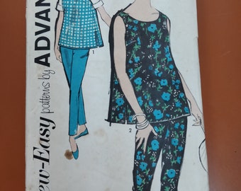 Advance 2726 Maternity Pullover Top Top Tunic Slacks Slim Cropped Pants Pedal Pushers Vintage Sew Easy Pattern 1960s 60s Size 15 UNCUT