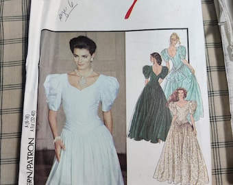 Style by Simplicity 2004 Big Puffy Sleeves Wedding Prom Dress Drop Waist Vintage Fashion Sewing Pattern 1990s 90s Size 6