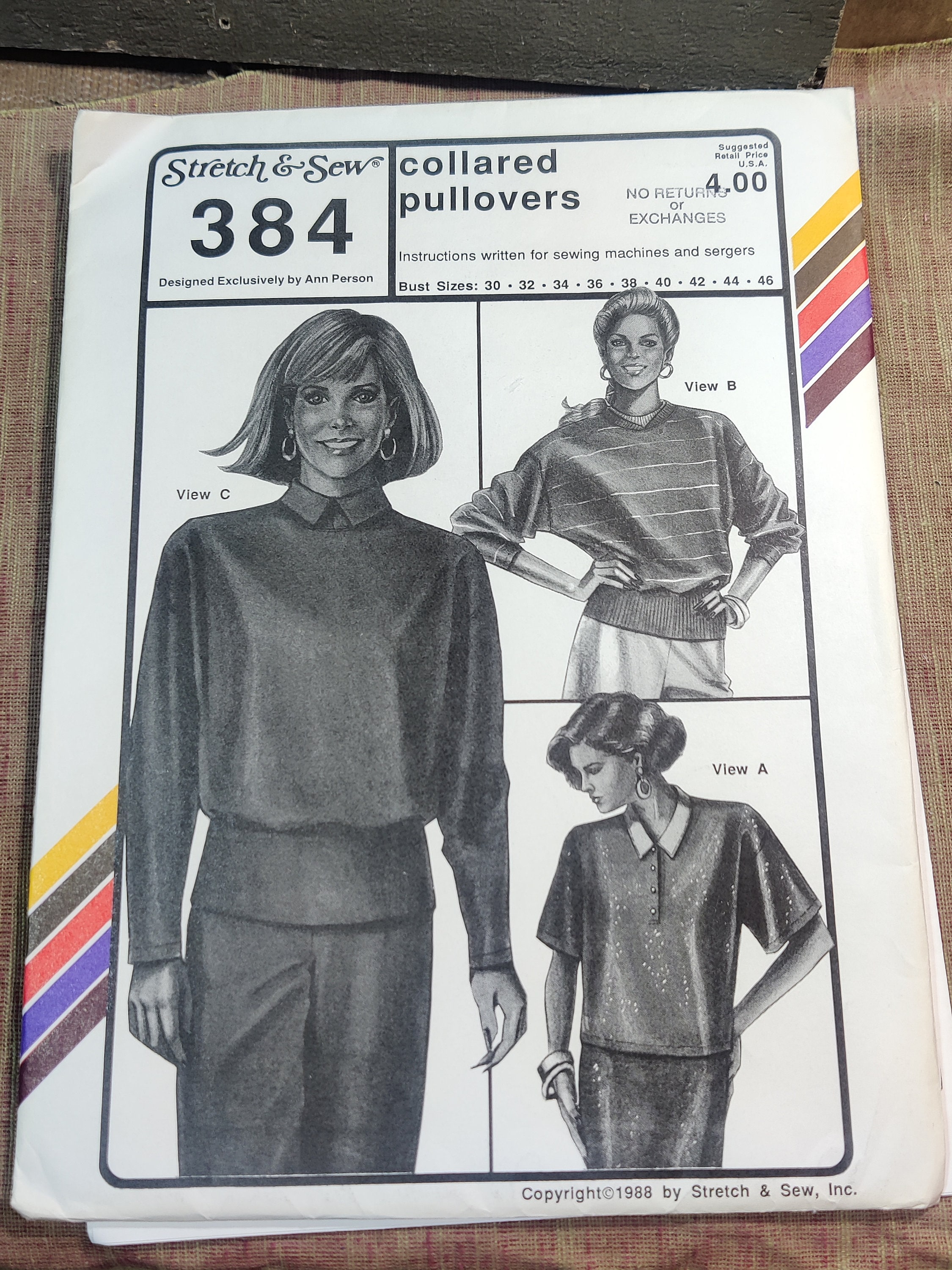 384 Pattern Visual Stretch & Sew 384 Sweatshirt Sweater Crewneck Polo Shirt Drop Shoulders ...