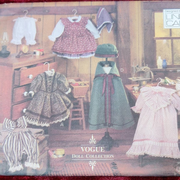 Vogue Craft 8337 Wardrobe Clothes Outfits for 18" Early American Soft Doll Sculpture Vintage Sewing Pattern 1990s 90s UNUSED