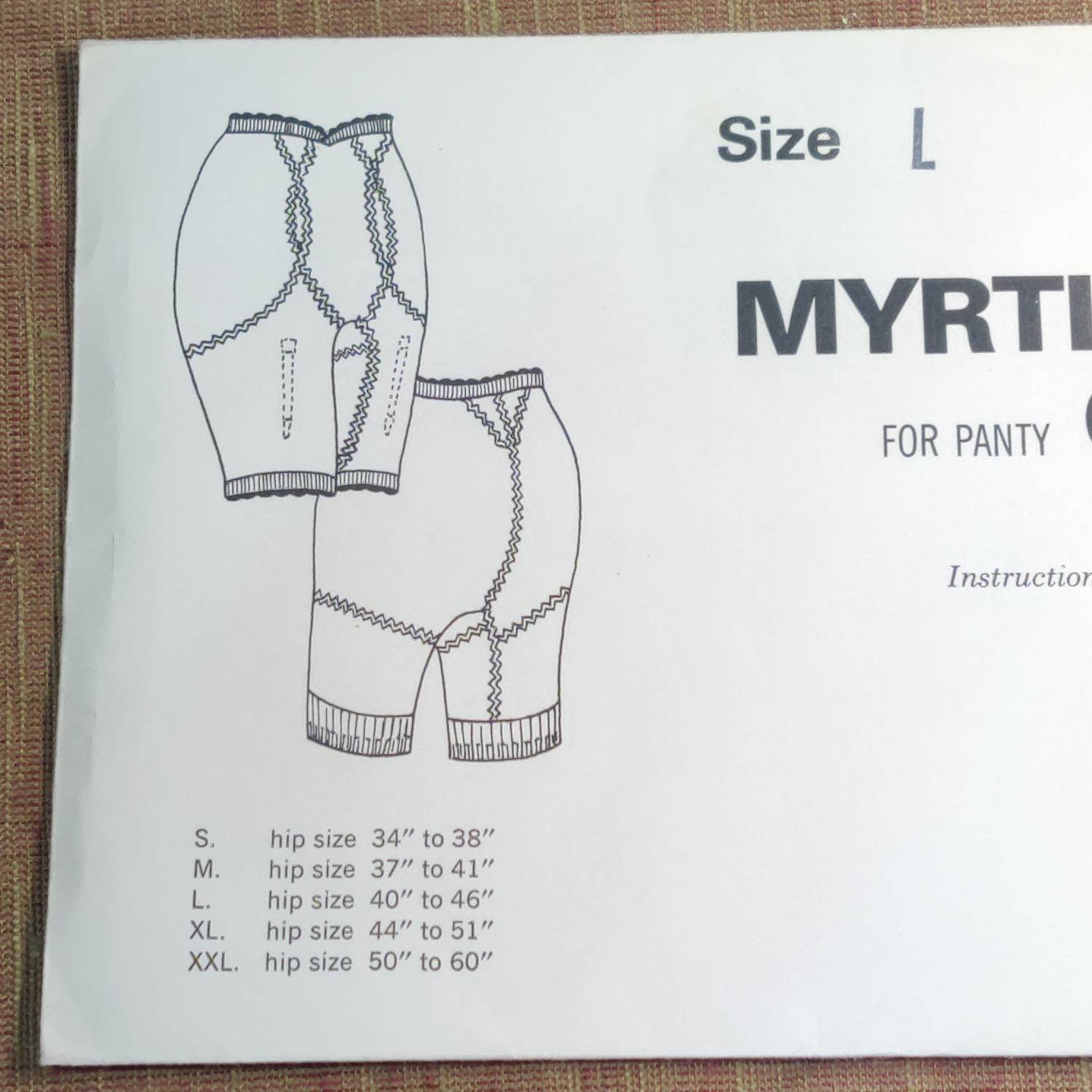 1960s Myrtle's Girdle With Thigh Coverage Under Garments Underwear Lingerie  Vintage Fashion Sewing Pattern 60s Size Large 40-46 Hip UNCUT 
