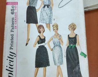 Simplicity 6227 Little Black Dress Sleeveless Evening Prom with Lace Coverup and Overskirt LBD Vintage Fashion Sewing Pattern Size 10