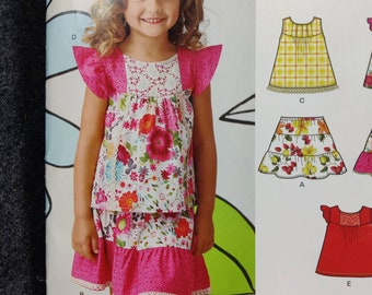 New Look 6117 Child's Sleeveless Skirt and Top or Pinafore Kid's Toddler Fashion Sewing Pattern 2000s Size 3-8 UNCUT