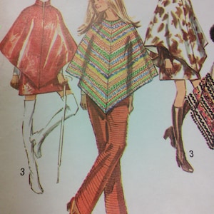 Simplicity 8932 Poncho Cape Coat Slacks Pants Mini Skirt Vintage Fashion Sewing Pattern 1970s 70s Size 10 32&quot;