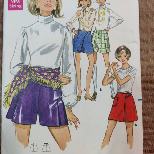 Butterick 5488 Wrap Skort or Shorts Pantskirt Summer Sportswear Golf Tennis Vintage Fashion Sewing Pattern 1960s 60s Size 12 (36" hip)