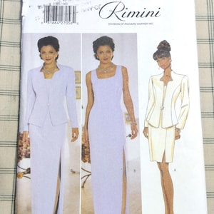 Patrón de costura vintage Butterick 6466 para vestido de noche con chaqueta ajustada, ideal para damas de honor o madres de la novia. Años 90. Tallas 6, 8 y 10. Sin cortar.