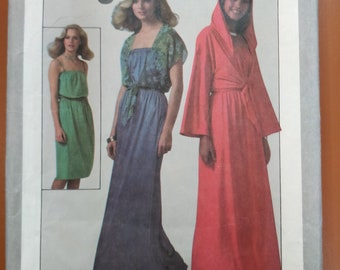 Simplicity 8269 Casual Summer Dress Maxi Pullover With Shrug Easy to Sew Vintage Fashion Sewing Pattern 1970s 70s Size 12