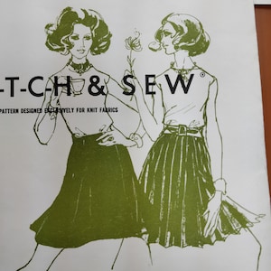 Stretch & Sew 425 Gored Skirt in Three Styles Knit Fabric Vintage Sewing Pattern 60s 1960s Size 21 - 33&quot; Waist UNCUT