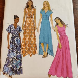 Vestido largo de verano Butterick B6051 Caftán MuuMuu asimétrico para hombre Patrón de costura de moda vintage fácil de coser de los años 90 16 18 20 22 24 SIN CORTAR