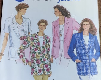 Simplicity 8301 Tailored Oversized Blazer Jacket Notched Collar Vintage Fashion Sewing Pattern 1990s 90s Size NN (10 12 14 16)