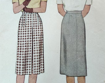 McCall's 6010 Falda recta para caminar, 4 Gore, con caja frontal plisada a medida Vintage Segunda Guerra Mundial Patrón de costura de moda 1940s 40s Tamaño 16 28" Cintura
