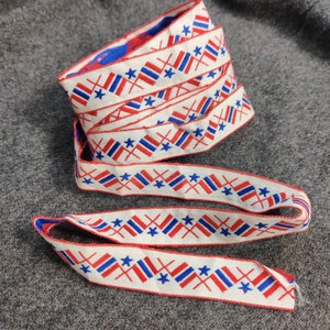 1970s - 10 feet Red White & Blue 3/4&quot; Nautical Boat Flag and Star Trim (1120 in) 70s Mid Century New Unused