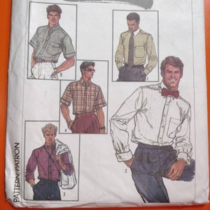 May include: A sewing pattern for five different shirts. The shirts are all long-sleeved and have a variety of collars and cuffs. The pattern includes instructions for making each shirt.
