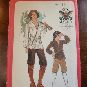 Butterick 4209 Adult Costume 1770s Revolutionary War Reenactment Shirt Knickers Pants Vintage Sewing Craft Pattern 1970s 70s Size 38 UNCUT