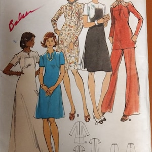 Butterick 3380 A-Line Tunic Dress Maxi Colorblock Wide Leg Pull-On Pants Vintage Sewing Pattern 1970s 70s Size 42-44 XXL UNCUT