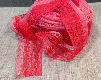 3 Yards Vintage Red Lace Seam/Hem Tape Double Wide (1 3/8") - 1960s - 100% Polyester - New Old Stock