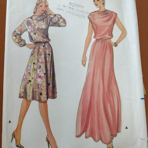 Butterick 3547 Draped Dress with Bias Cut Top Blouseon Prom Evening Maxi Vintage Fashion Sewing Pattern 1980s 80s Plus Size 18 40&quot;