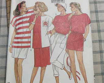 Patrón de costura vintage de los años 80: New Look 6327: top, falda, pantalones cortos y joggers - Tallas 8, 10, 12, 14, 16 y 18 (sin cortar)