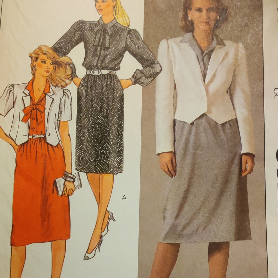 Mccall's 8920 Classic Dress With Pussy Bow Neckline & Matching Tailored ...