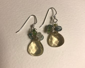 Citrine and Tourmaline Cluster Earrings