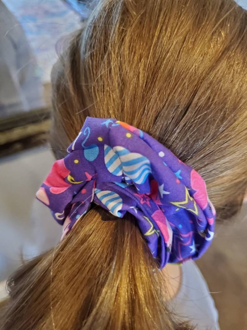 80s Style Teal and Lime Paisley Hair Scrunchies 2pk ~Custom Made~ Hair Accessories 100/% Cotton