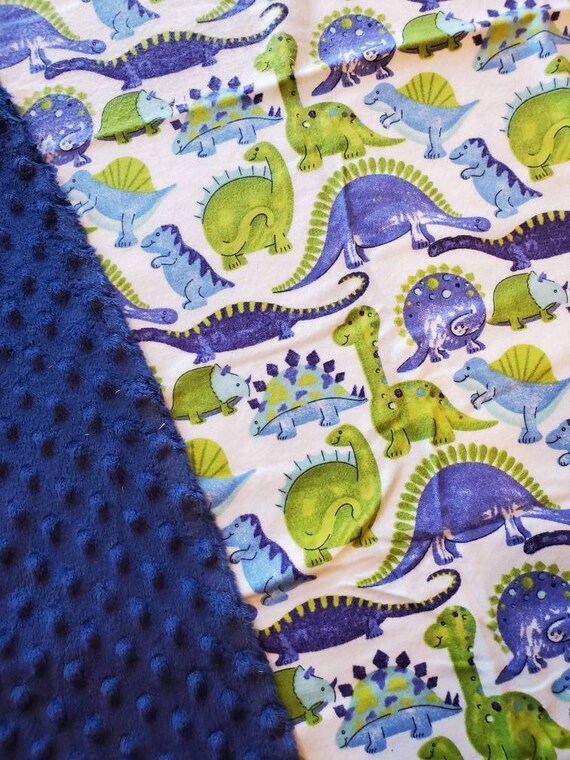 Blue and Green Dinos Minky Blanket 40 X 42 | Etsy