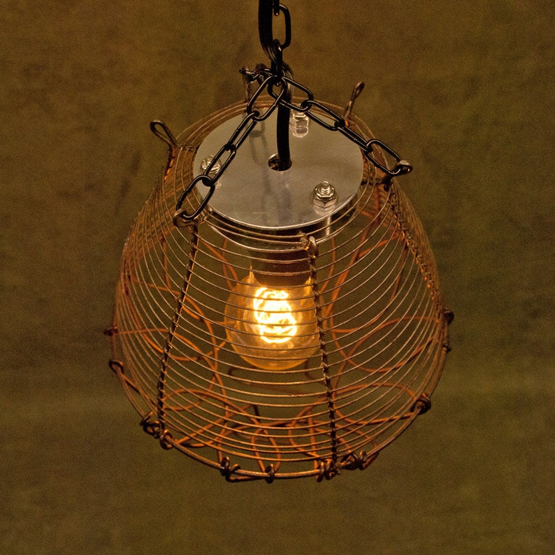 Pendant Lamp Original Vintage Wire Egg Basket Lamp Upcycled Etsy