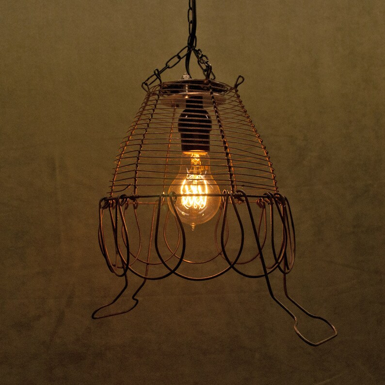 Pendant Lamp Original Vintage Wire Egg Basket Lamp Upcycled Etsy
