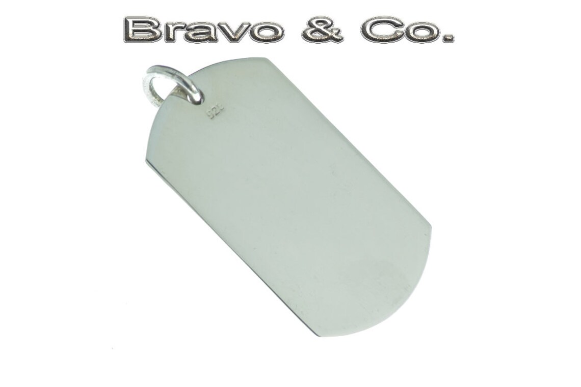 1SP-092 Solid Sterling Silver Engravable Heavy DOG TAG Pendant | Etsy