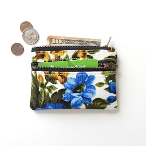 Monedero floral, monedero con doble cremallera, tela vintage
