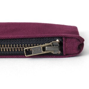 Burgundy Canvas Pencil Case, Zipper Pouch image 5