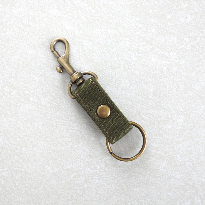 Recycled Canvas Key Fob, Dark Olive Drab Military Canvas image 1