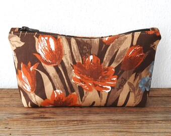 Floral Cosmetic Bag, Toiletry Pouch, Vintage Fabric