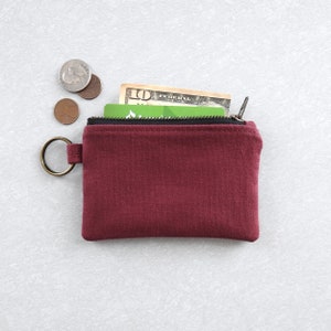 Billetera de llavero Maroon Canvas, bolsa de monedero de monedas