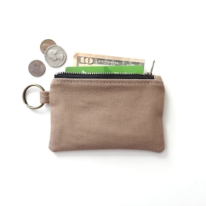 Cartera de llavero de lona bronceada, bolsa de monedero