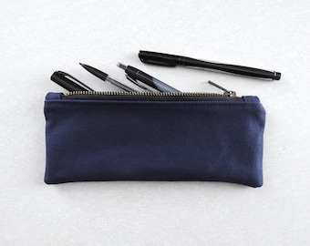 Navy Canvas Pencil Case, Zipper Pouch