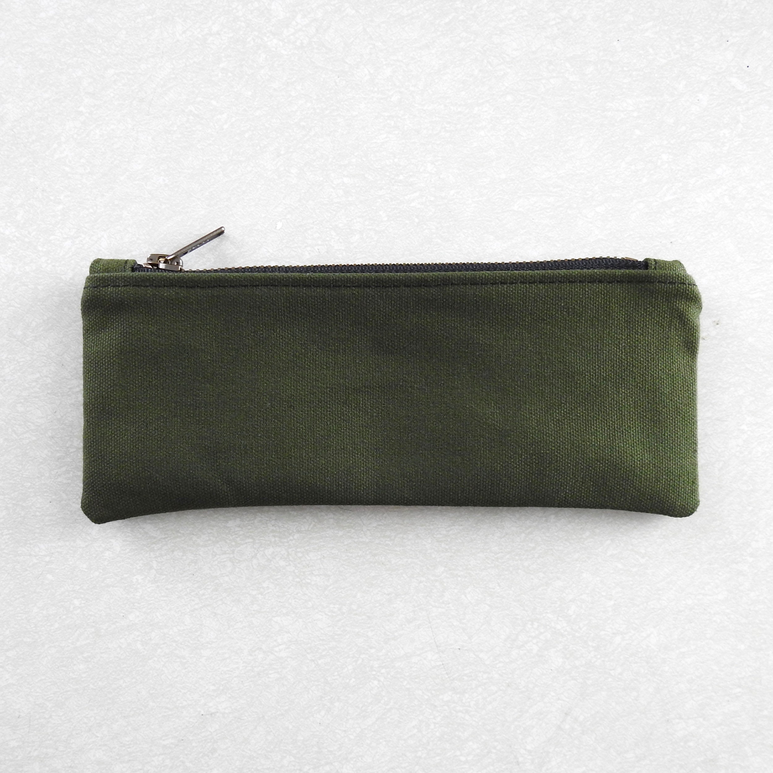 Green Canvas Pencil Case, Zipper Pouch -  Denmark