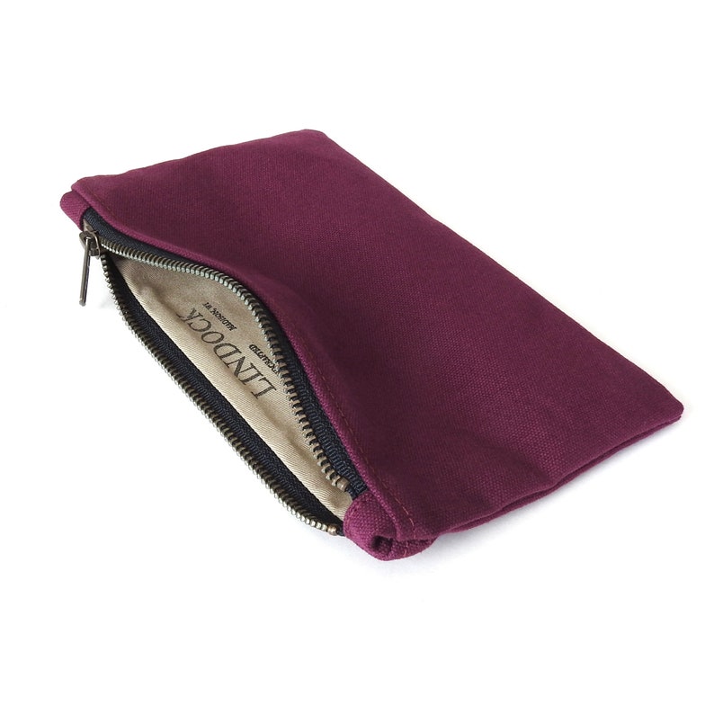 Burgundy Canvas Pencil Case, Medium Zipper Pouch image 4