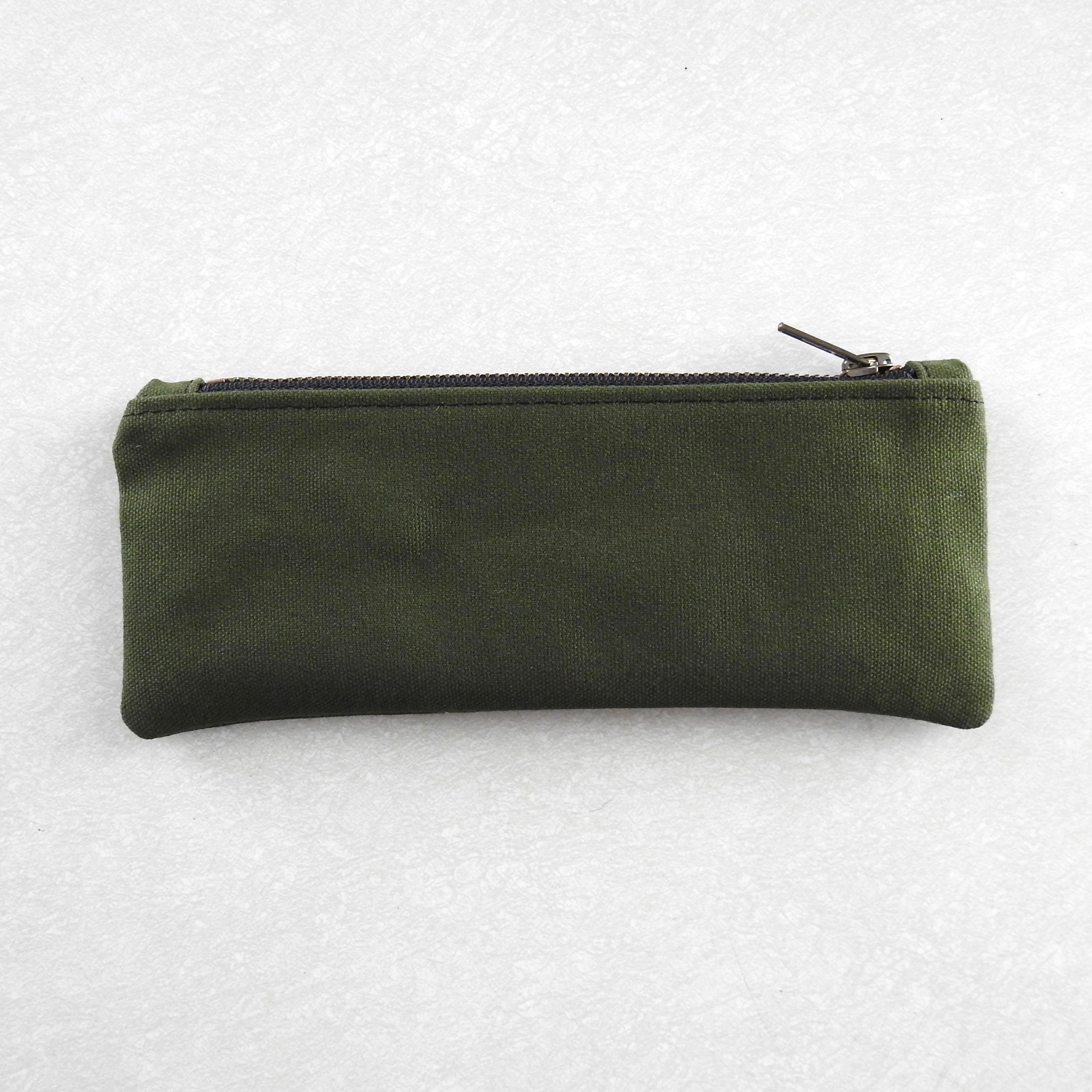 Green Canvas Pencil Case, Zipper Pouch -  Denmark