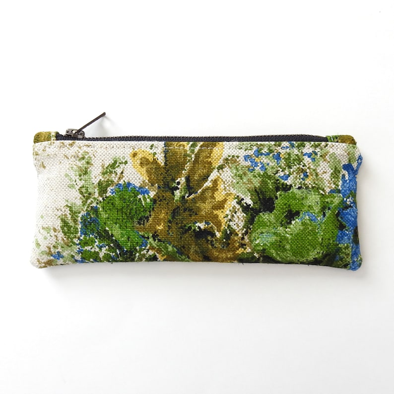 1970s Floral Pencil Case Zipper Pouch Handmade by Lindock