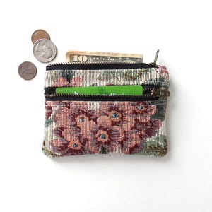 Monedero con tapiz floral y doble cremallera, tela vintage